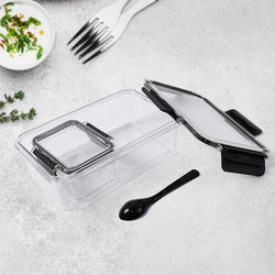 Plastic Kitchen Storage Container Big 800 Ml  Small 250 Ml With Air Seal Lock Lid  Spoon